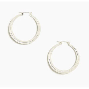 NWT J. Crew Silver Thick 1 1/2" Hoop Earrings